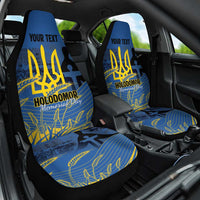 Personalized Holodomor Memorial Day Car Seat Cover Ukrainian Trident And Wheat Remembrance - Wonder Print Shop