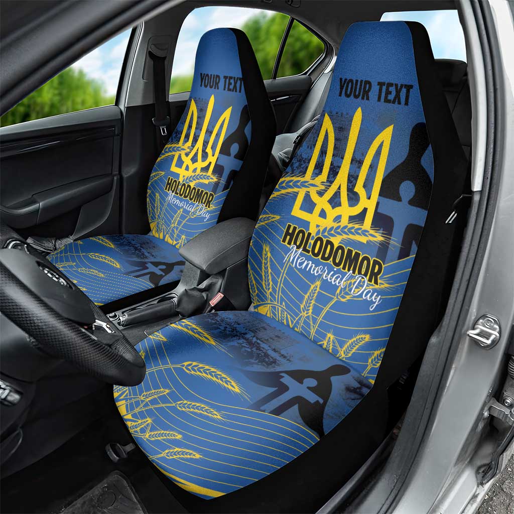 Personalized Holodomor Memorial Day Car Seat Cover Ukrainian Trident And Wheat Remembrance - Wonder Print Shop