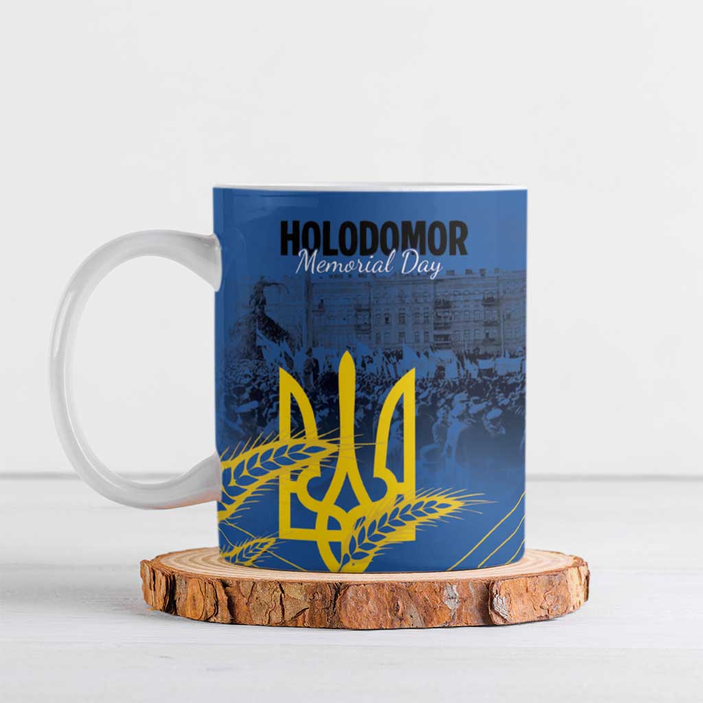 Personalized Holodomor Memorial Day Ceramic Mug Ukrainian Trident And Wheat Remembrance - Wonder Print Shop