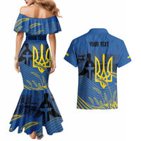 Personalized Holodomor Memorial Day Couples Matching Mermaid Dress and Hawaiian Shirt Ukrainian Trident And Wheat Remembrance - Wonder Print Shop