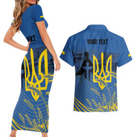 Personalized Holodomor Memorial Day Couples Matching Short Sleeve Bodycon Dress and Hawaiian Shirt Ukrainian Trident And Wheat Remembrance - Wonder Print Shop