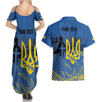 Personalized Holodomor Memorial Day Couples Matching Summer Maxi Dress and Hawaiian Shirt Ukrainian Trident And Wheat Remembrance - Wonder Print Shop