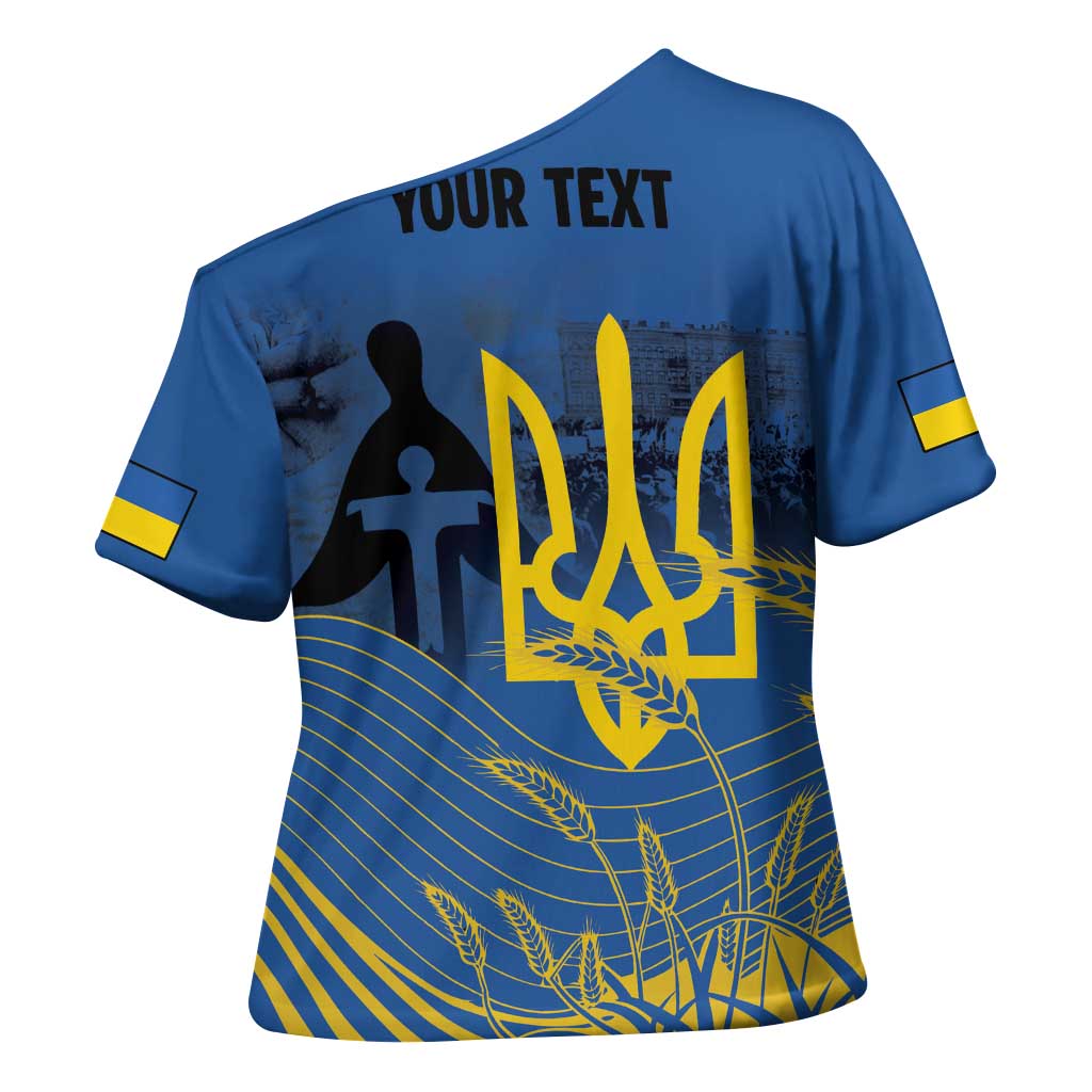 Personalized Holodomor Memorial Day Cross Shoulder Shirt Ukrainian Trident And Wheat Remembrance - Wonder Print Shop