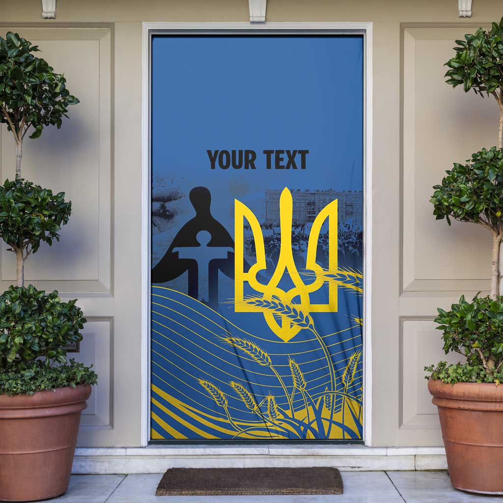 Personalized Holodomor Memorial Day Door Cover Ukrainian Trident And Wheat Remembrance - Wonder Print Shop