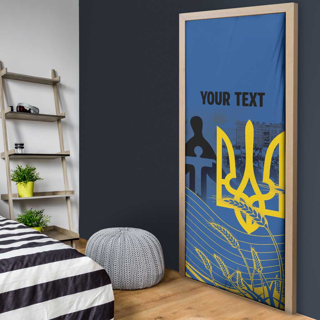 Personalized Holodomor Memorial Day Door Cover Ukrainian Trident And Wheat Remembrance - Wonder Print Shop