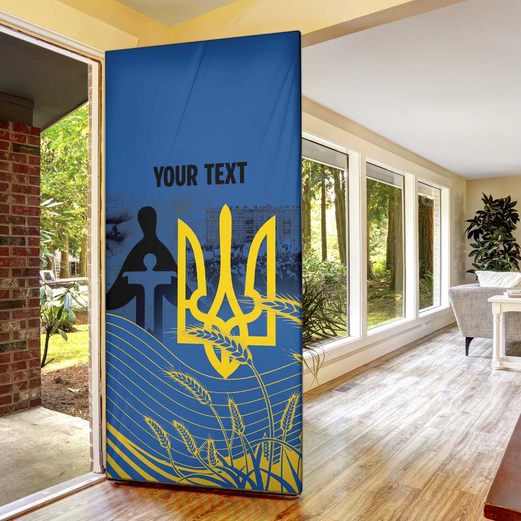 Personalized Holodomor Memorial Day Door Cover Ukrainian Trident And Wheat Remembrance - Wonder Print Shop