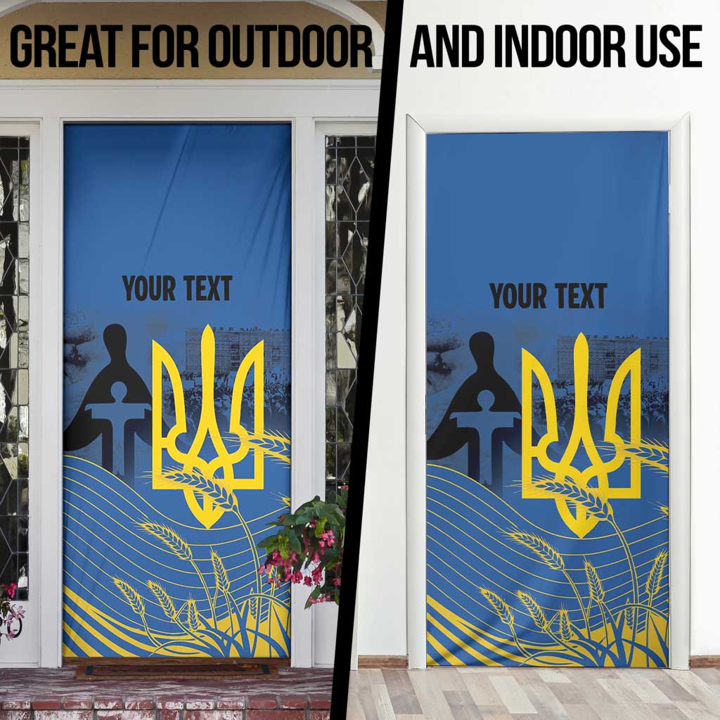 Personalized Holodomor Memorial Day Door Cover Ukrainian Trident And Wheat Remembrance - Wonder Print Shop