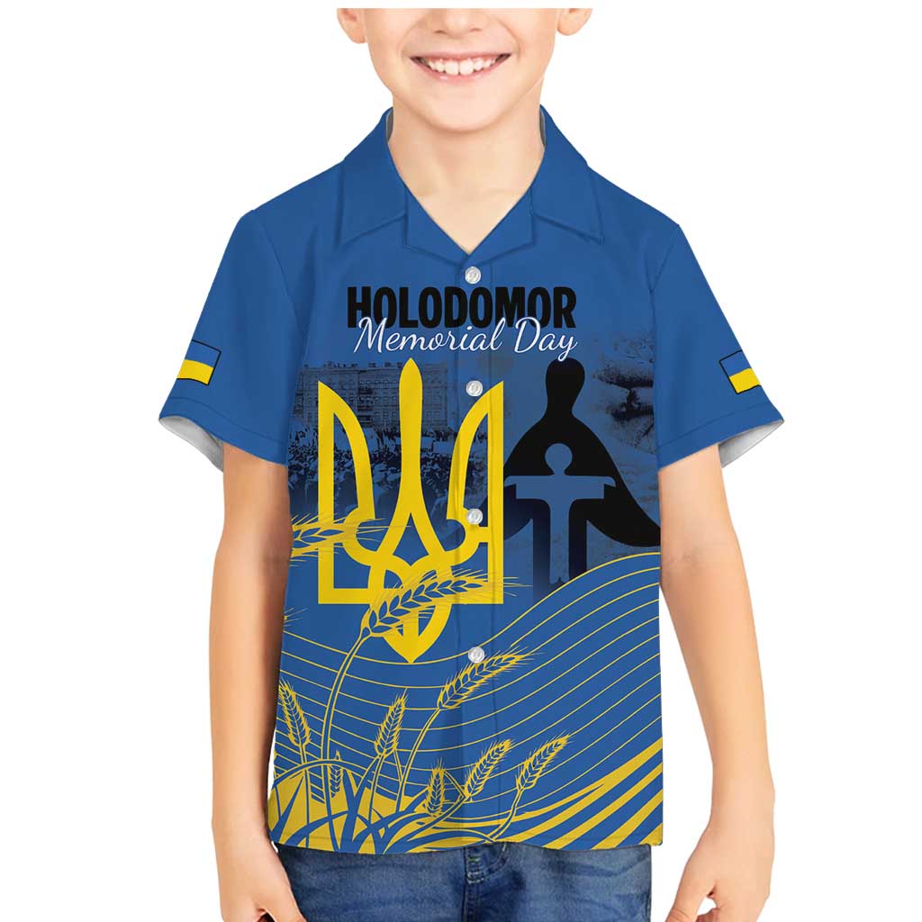 Personalized Holodomor Memorial Day Family Matching Mermaid Dress and Hawaiian Shirt Ukrainian Trident And Wheat Remembrance - Wonder Print Shop