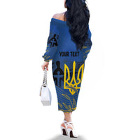 Personalized Holodomor Memorial Day Family Matching Off The Shoulder Long Sleeve Dress and Hawaiian Shirt Ukrainian Trident And Wheat Remembrance - Wonder Print Shop