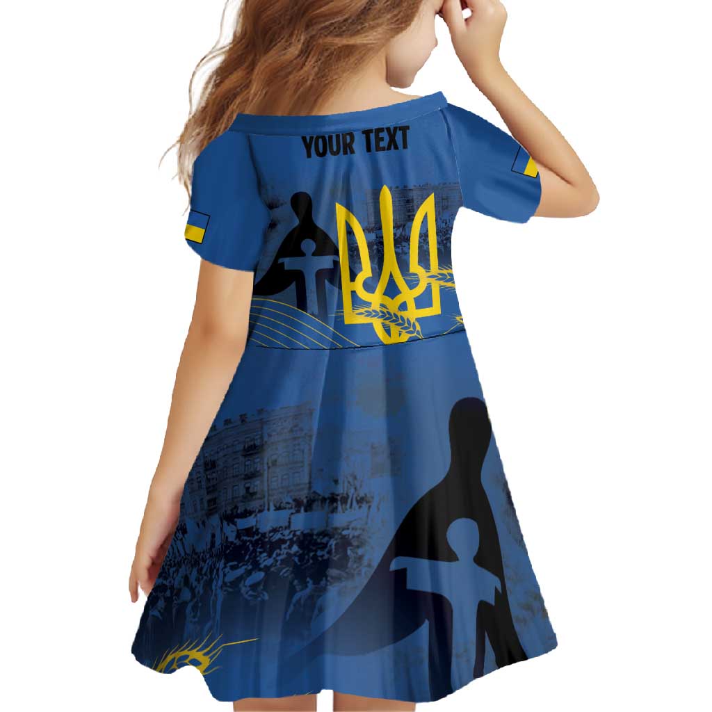 Personalized Holodomor Memorial Day Family Matching Off Shoulder Maxi Dress and Hawaiian Shirt Ukrainian Trident And Wheat Remembrance - Wonder Print Shop