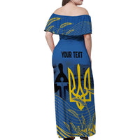 Personalized Holodomor Memorial Day Family Matching Off Shoulder Maxi Dress and Hawaiian Shirt Ukrainian Trident And Wheat Remembrance - Wonder Print Shop