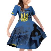 Personalized Holodomor Memorial Day Family Matching Off Shoulder Short Dress and Hawaiian Shirt Ukrainian Trident And Wheat Remembrance - Wonder Print Shop