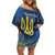 Personalized Holodomor Memorial Day Family Matching Off Shoulder Short Dress and Hawaiian Shirt Ukrainian Trident And Wheat Remembrance - Wonder Print Shop