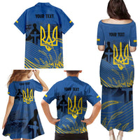 Personalized Holodomor Memorial Day Family Matching Puletasi and Hawaiian Shirt Ukrainian Trident And Wheat Remembrance - Wonder Print Shop