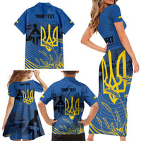 Personalized Holodomor Memorial Day Family Matching Short Sleeve Bodycon Dress and Hawaiian Shirt Ukrainian Trident And Wheat Remembrance - Wonder Print Shop
