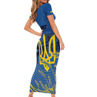 Personalized Holodomor Memorial Day Family Matching Short Sleeve Bodycon Dress and Hawaiian Shirt Ukrainian Trident And Wheat Remembrance - Wonder Print Shop