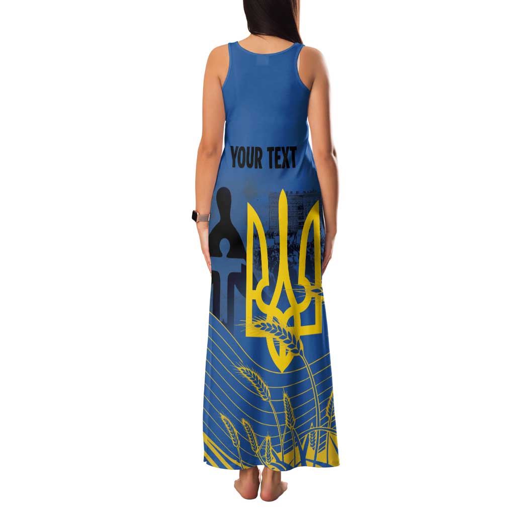 Personalized Holodomor Memorial Day Family Matching Tank Maxi Dress and Hawaiian Shirt Ukrainian Trident And Wheat Remembrance - Wonder Print Shop