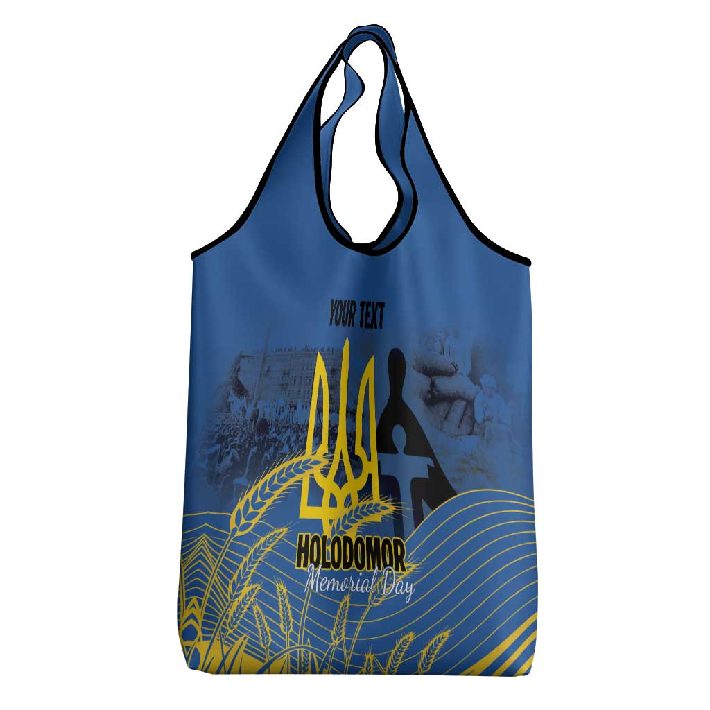 Personalized Holodomor Memorial Day Grocery Bag Ukrainian Trident And Wheat Remembrance - Wonder Print Shop