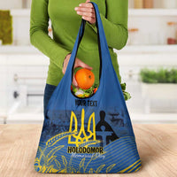 Personalized Holodomor Memorial Day Grocery Bag Ukrainian Trident And Wheat Remembrance - Wonder Print Shop