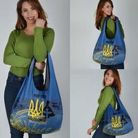 Personalized Holodomor Memorial Day Grocery Bag Ukrainian Trident And Wheat Remembrance - Wonder Print Shop