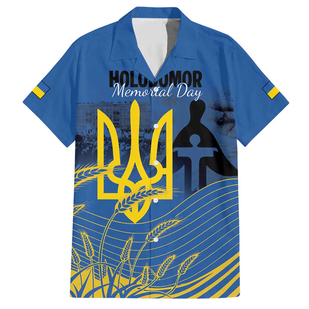 Personalized Holodomor Memorial Day Hawaiian Shirt Ukrainian Trident And Wheat Remembrance - Wonder Print Shop