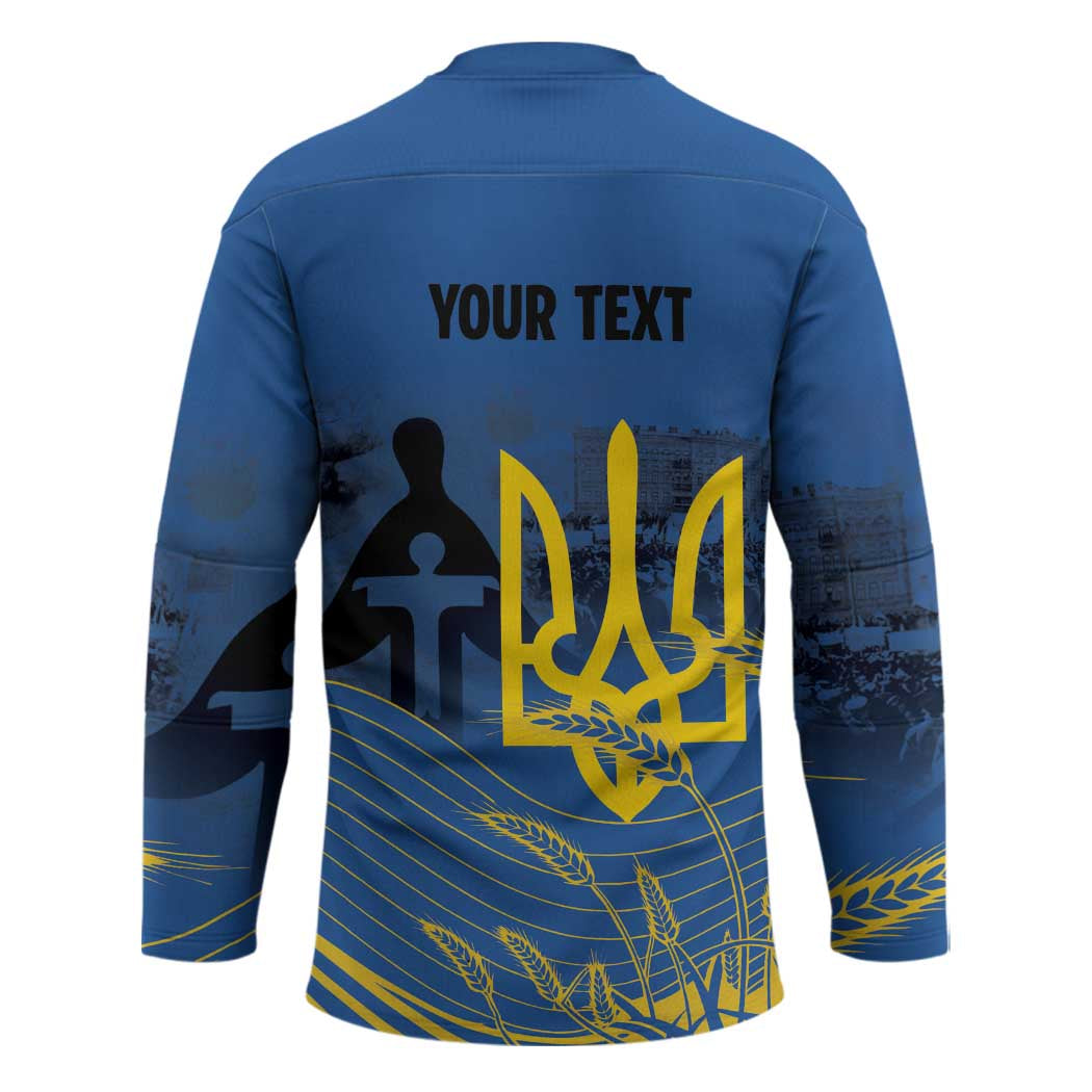 Personalized Holodomor Memorial Day Hockey Jersey Ukrainian Trident And Wheat Remembrance - Wonder Print Shop