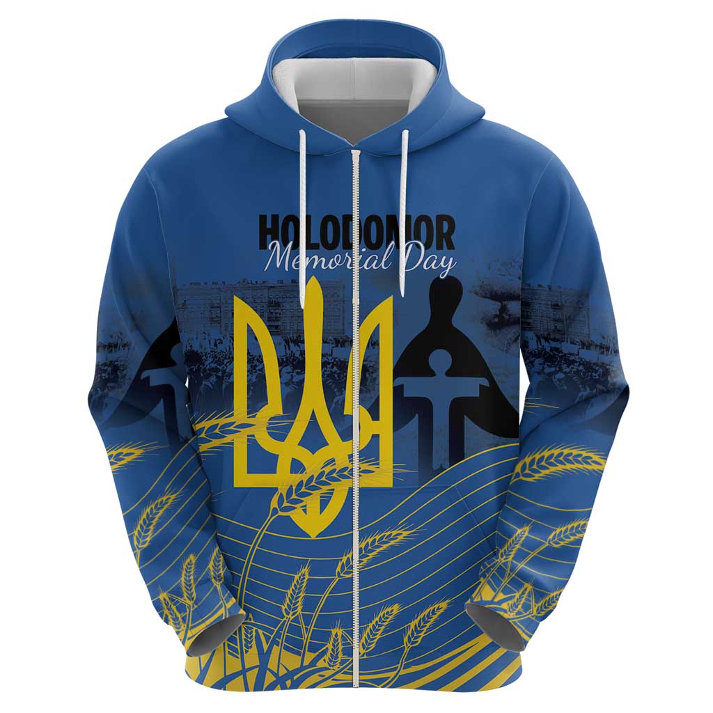 Personalized Holodomor Memorial Day Hoodie Ukrainian Trident And Wheat Remembrance - Wonder Print Shop