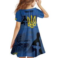 Personalized Holodomor Memorial Day Kid Short Sleeve Dress Ukrainian Trident And Wheat Remembrance - Wonder Print Shop