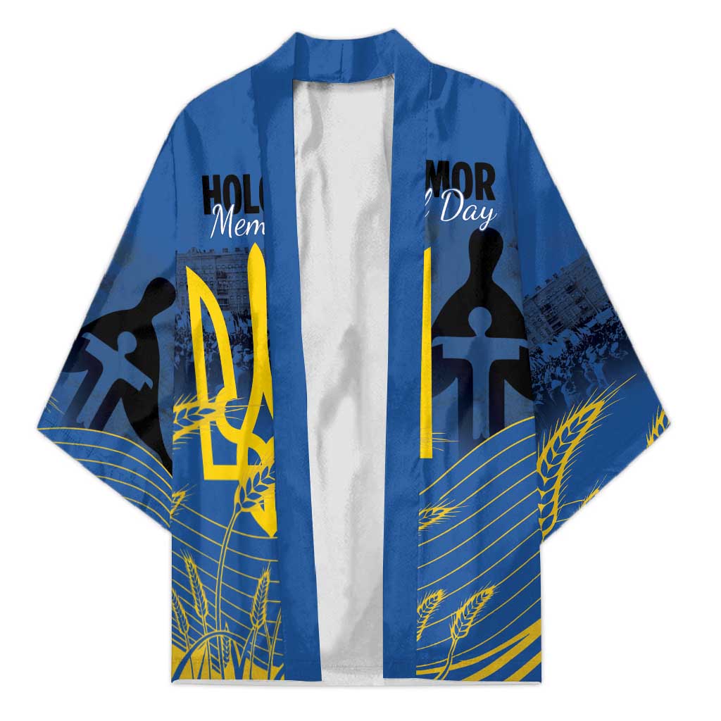 Personalized Holodomor Memorial Day Kimono Ukrainian Trident And Wheat Remembrance - Wonder Print Shop