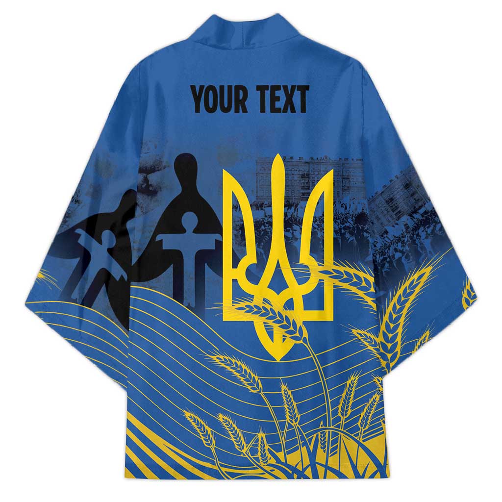 Personalized Holodomor Memorial Day Kimono Ukrainian Trident And Wheat Remembrance - Wonder Print Shop