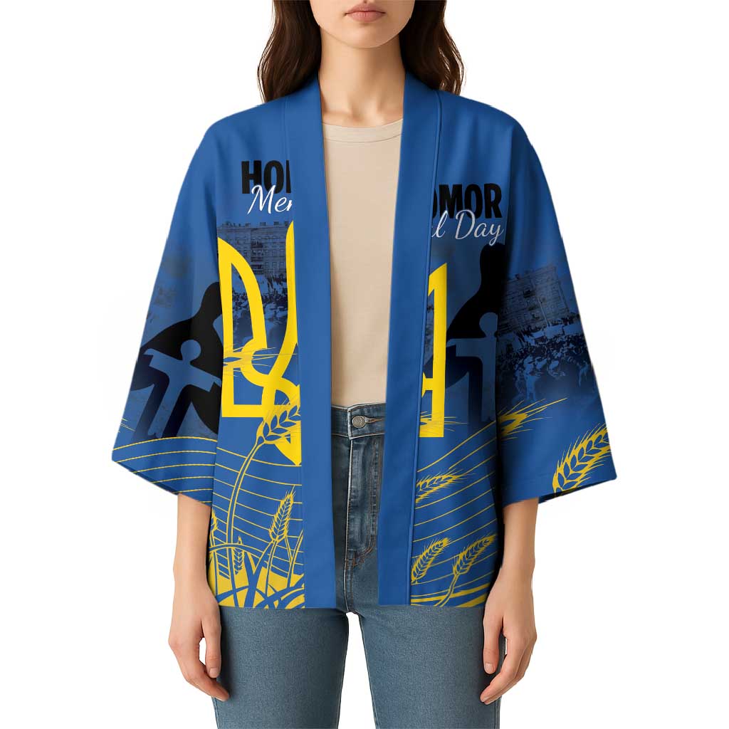 Personalized Holodomor Memorial Day Kimono Ukrainian Trident And Wheat Remembrance - Wonder Print Shop