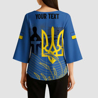 Personalized Holodomor Memorial Day Kimono Sleeve Blouse Ukrainian Trident And Wheat Remembrance - Wonder Print Shop