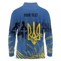 Personalized Holodomor Memorial Day Long Sleeve Polo Shirt Ukrainian Trident And Wheat Remembrance - Wonder Print Shop