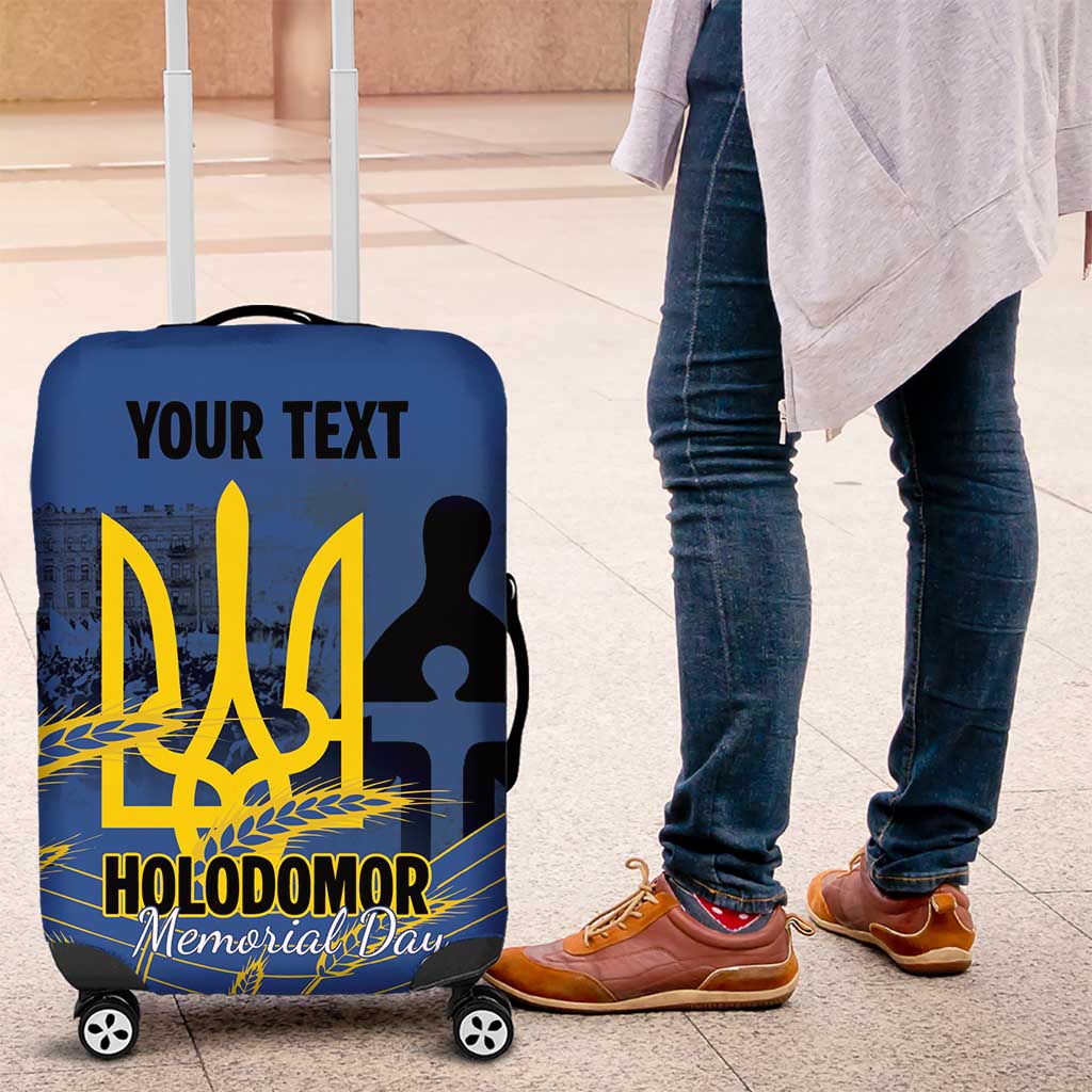 Personalized Holodomor Memorial Day Luggage Cover Ukrainian Trident And Wheat Remembrance - Wonder Print Shop