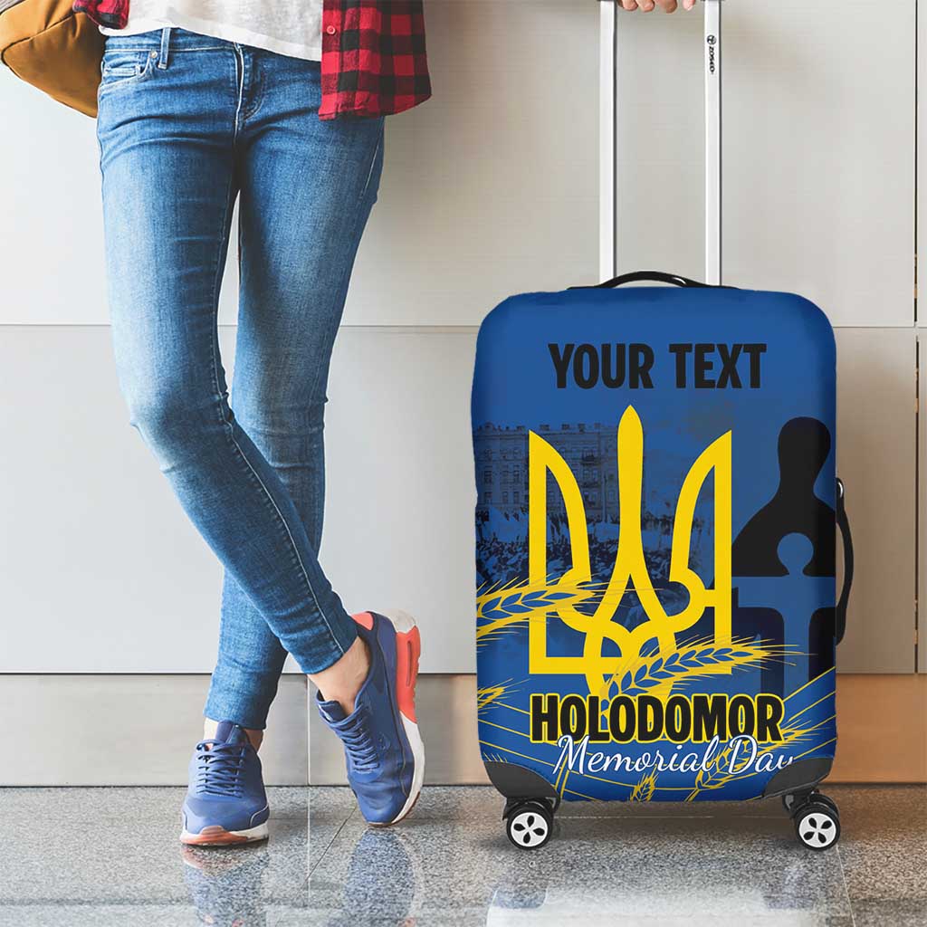 Personalized Holodomor Memorial Day Luggage Cover Ukrainian Trident And Wheat Remembrance - Wonder Print Shop