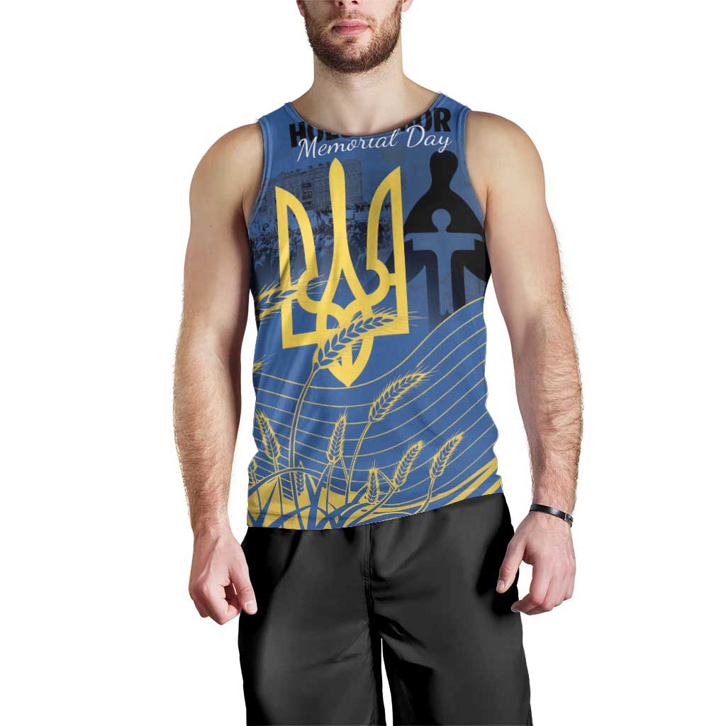 Personalized Holodomor Memorial Day Men Tank Top Ukrainian Trident And Wheat Remembrance - Wonder Print Shop