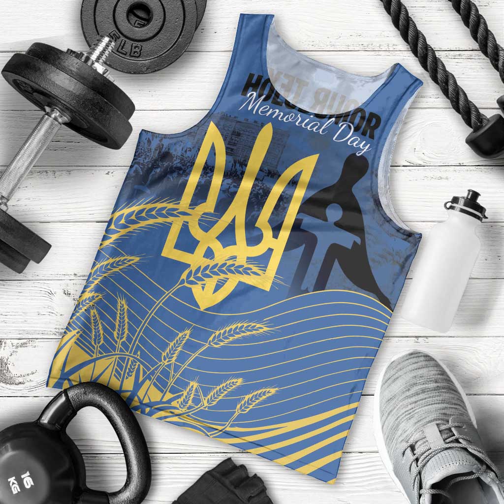 Personalized Holodomor Memorial Day Men Tank Top Ukrainian Trident And Wheat Remembrance - Wonder Print Shop