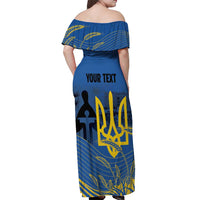 Personalized Holodomor Memorial Day Off Shoulder Maxi Dress Ukrainian Trident And Wheat Remembrance - Wonder Print Shop