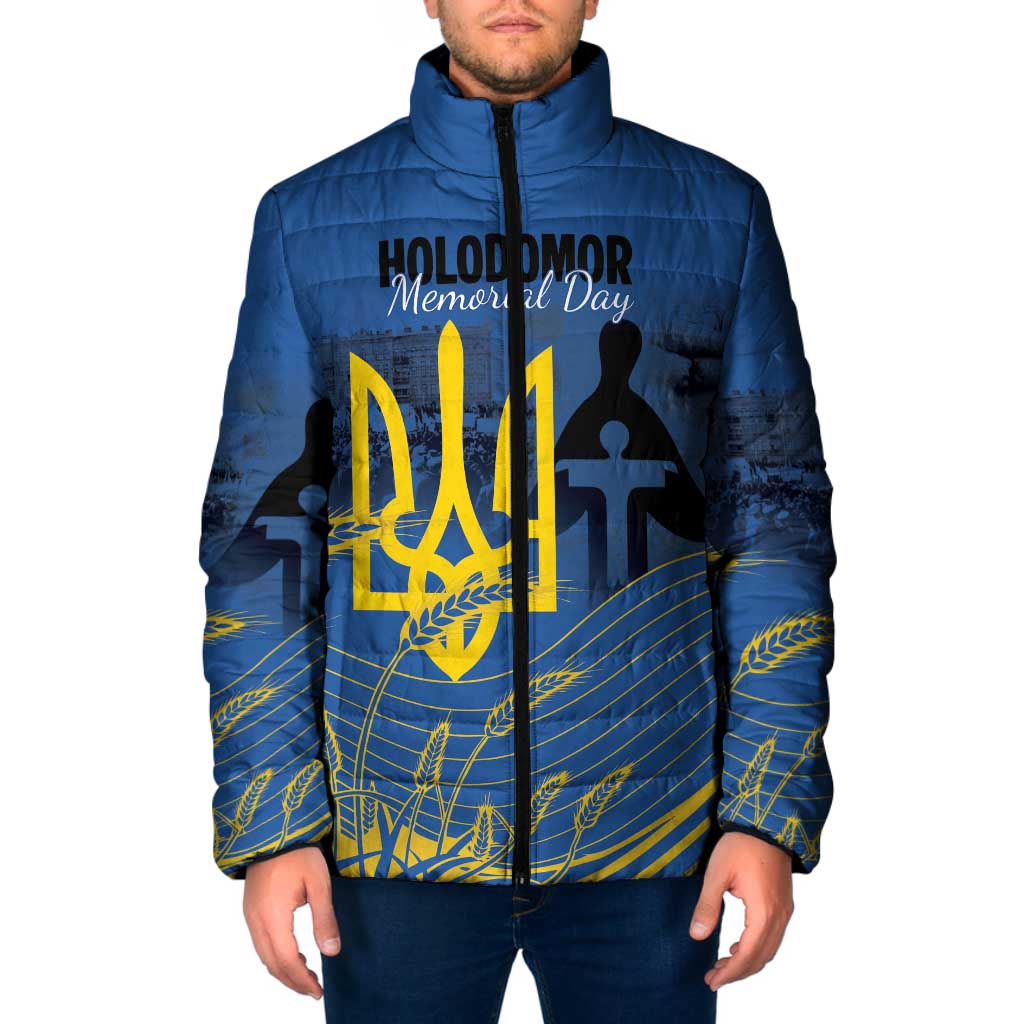 Personalized Holodomor Memorial Day Padded Jacket Ukrainian Trident And Wheat Remembrance - Wonder Print Shop