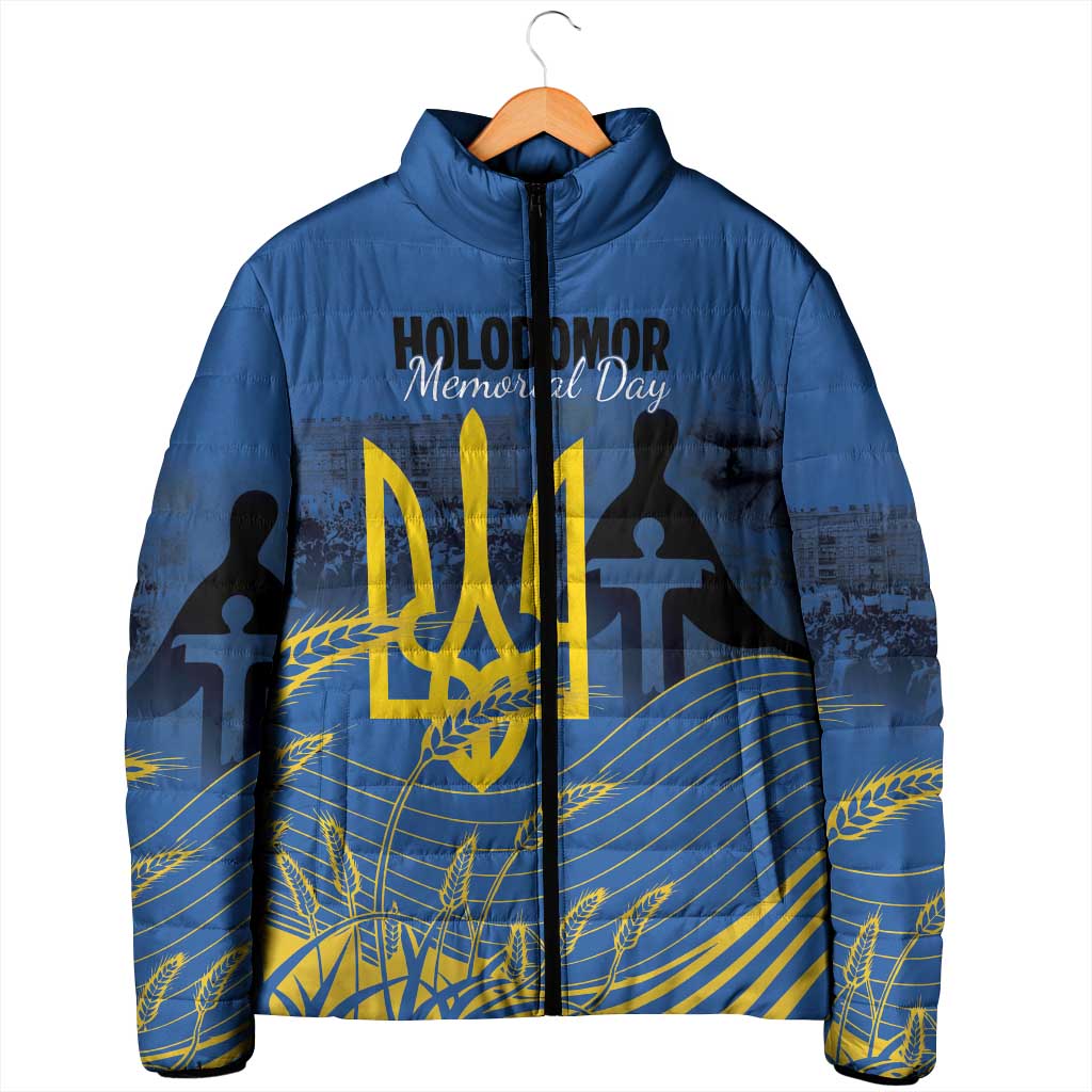 Personalized Holodomor Memorial Day Padded Jacket Ukrainian Trident And Wheat Remembrance - Wonder Print Shop