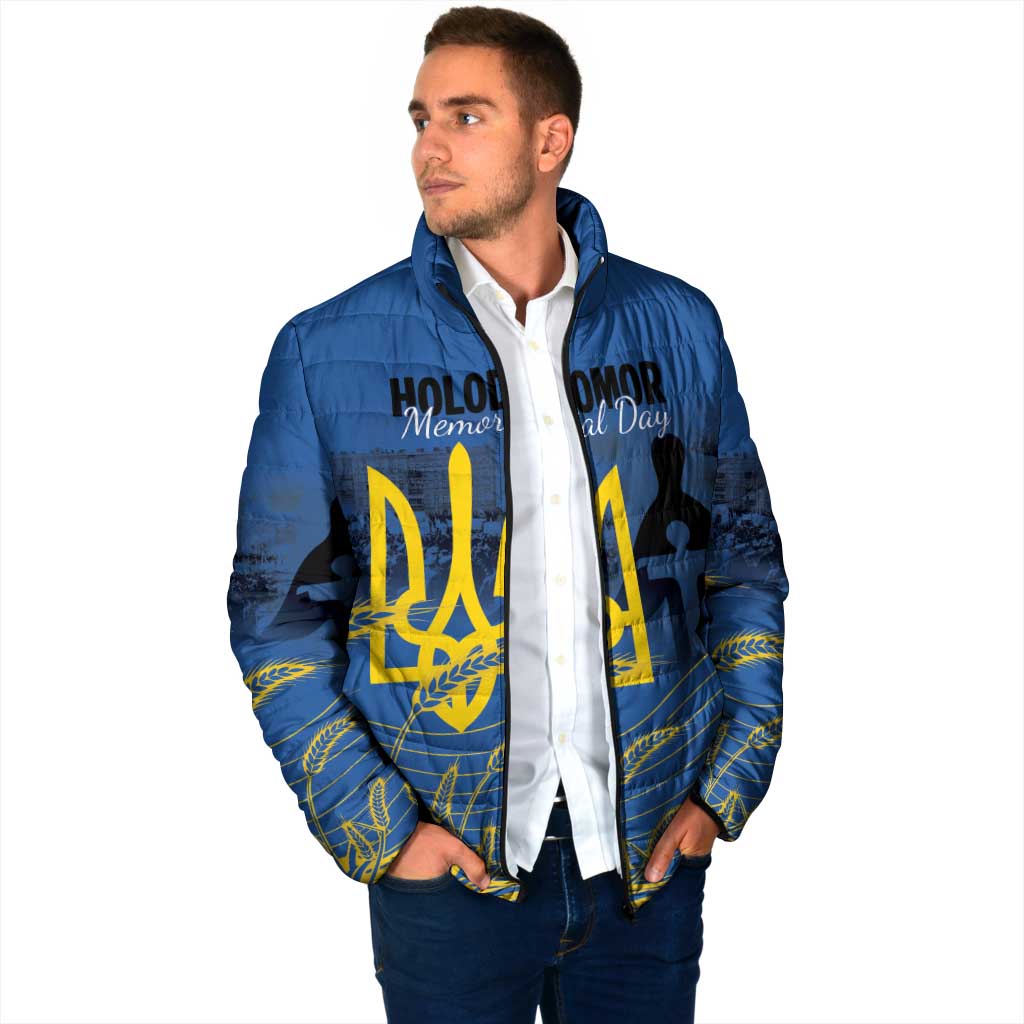 Personalized Holodomor Memorial Day Padded Jacket Ukrainian Trident And Wheat Remembrance - Wonder Print Shop