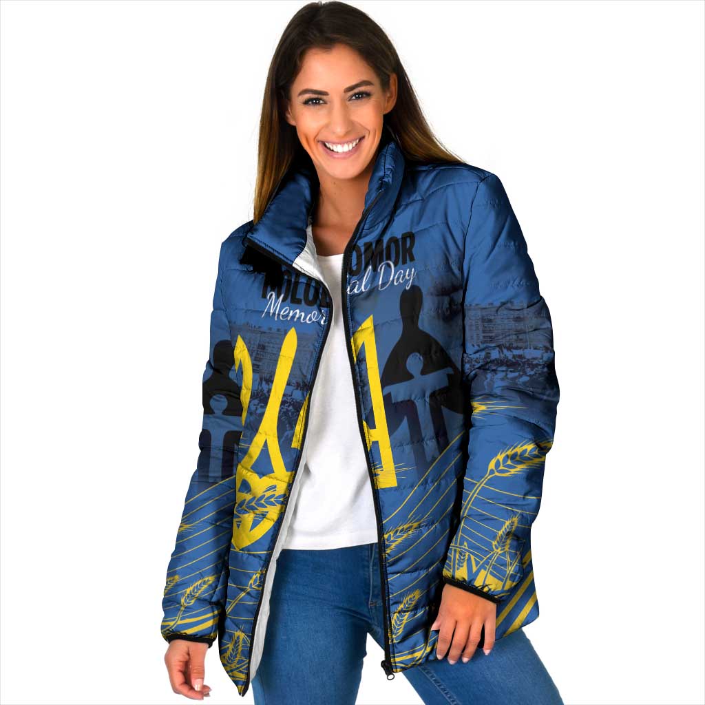 Personalized Holodomor Memorial Day Padded Jacket Ukrainian Trident And Wheat Remembrance - Wonder Print Shop