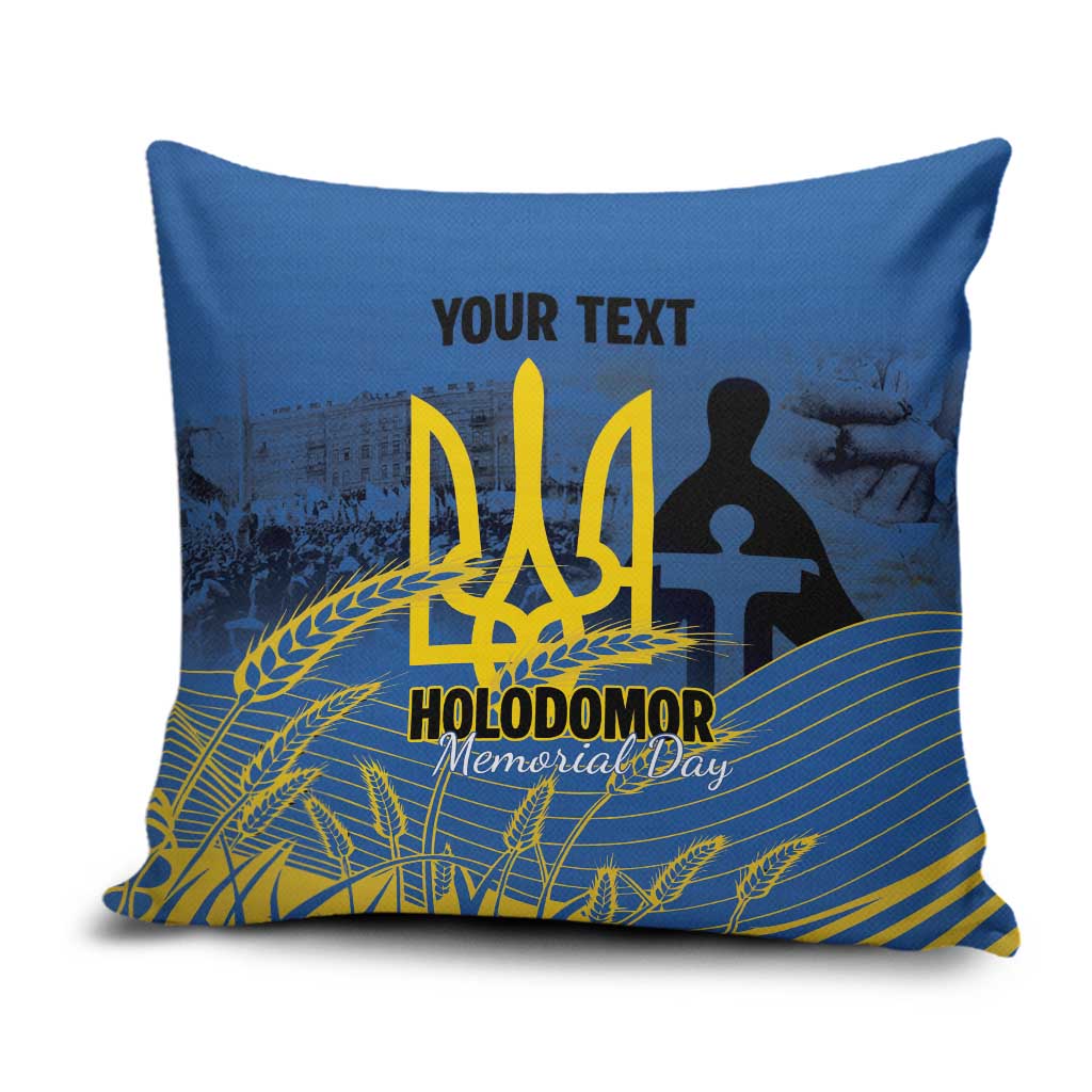 Personalized Holodomor Memorial Day Pillow Cover Ukrainian Trident And Wheat Remembrance - Wonder Print Shop