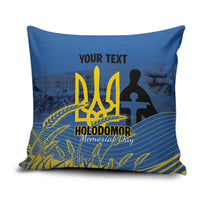 Personalized Holodomor Memorial Day Pillow Cover Ukrainian Trident And Wheat Remembrance - Wonder Print Shop