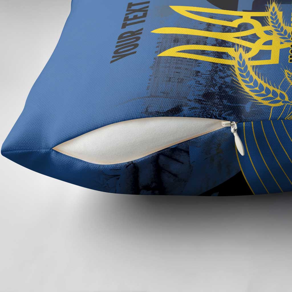 Personalized Holodomor Memorial Day Pillow Cover Ukrainian Trident And Wheat Remembrance - Wonder Print Shop