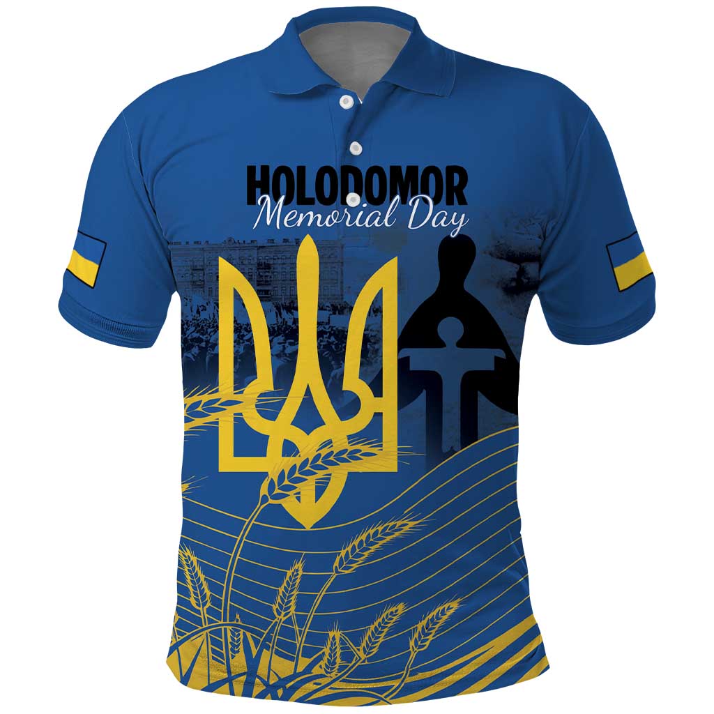 Personalized Holodomor Memorial Day Polo Shirt Ukrainian Trident And Wheat Remembrance - Wonder Print Shop
