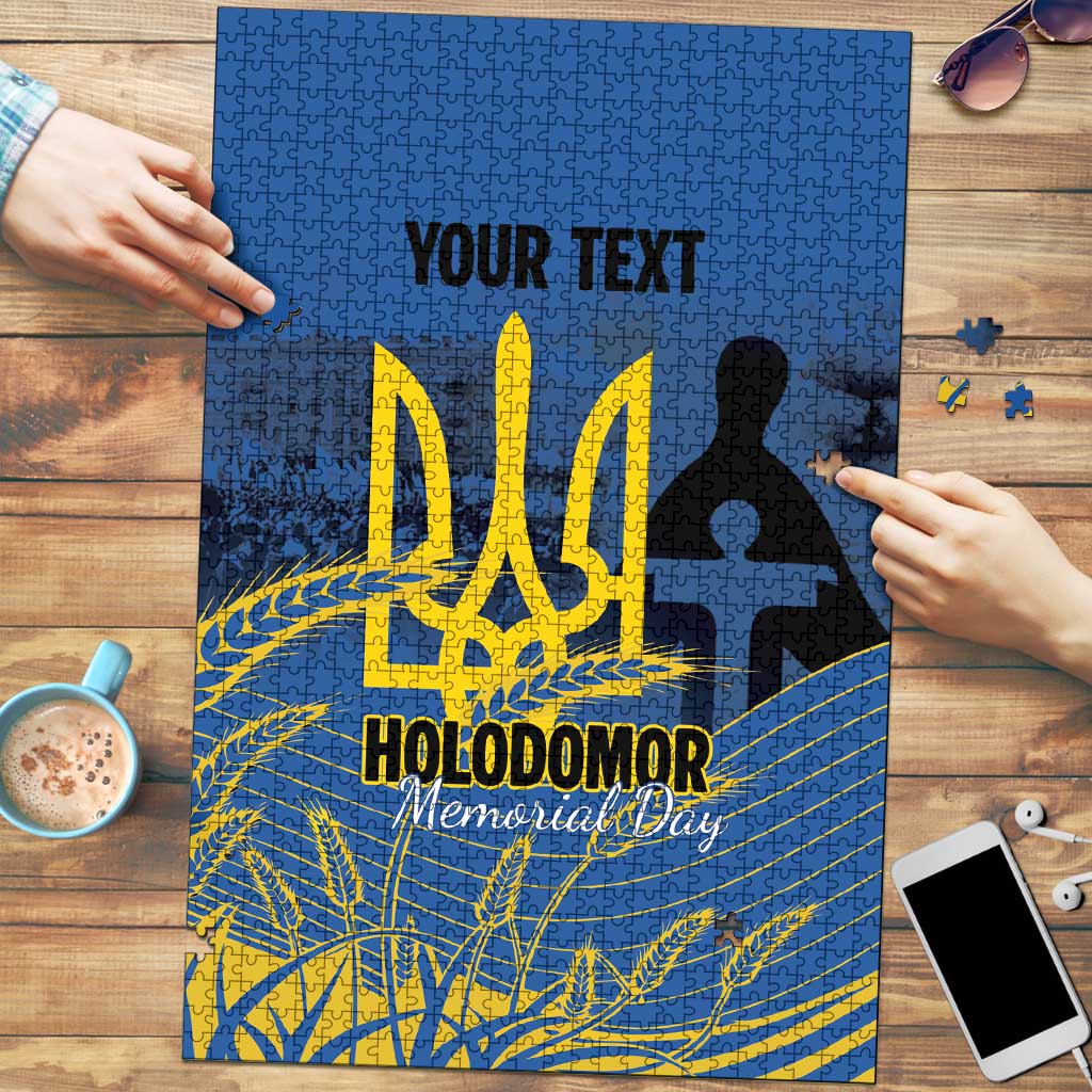 Personalized Holodomor Memorial Day Puzzle Ukrainian Trident And Wheat Remembrance - Wonder Print Shop