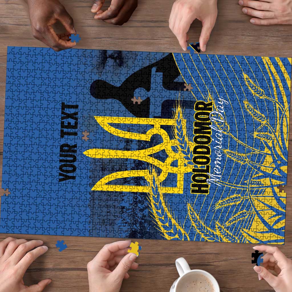 Personalized Holodomor Memorial Day Puzzle Ukrainian Trident And Wheat Remembrance - Wonder Print Shop