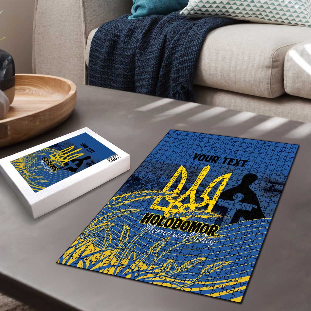 Personalized Holodomor Memorial Day Puzzle Ukrainian Trident And Wheat Remembrance - Wonder Print Shop