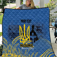 Personalized Holodomor Memorial Day Quilt Ukrainian Trident And Wheat Remembrance - Wonder Print Shop